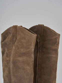 Stivale texano tacco 3 beige camoscio