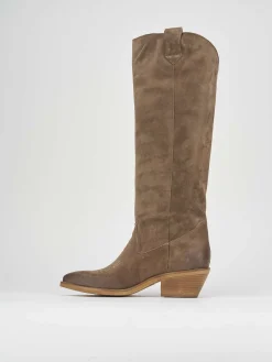 Stivale texano tacco 4 cm beige camoscio