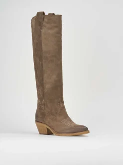 Stivale texano tacco 4 cm beige camoscio