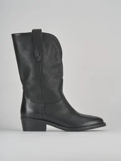 Stivale texano tacco 4 cm nero pelle