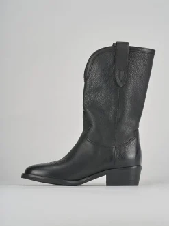 Stivale texano tacco 4 cm nero pelle