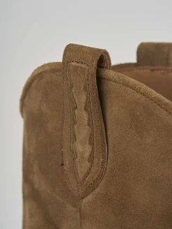 Stivale texano tacco 3 cm beige camoscio