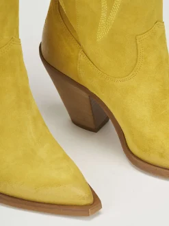 Stivale texano tacco 7 cm giallo camoscio