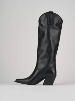 Stivale texano tacco 7 cm nero pelle