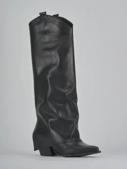 Stivale texano tacco 7 cm nero pelle