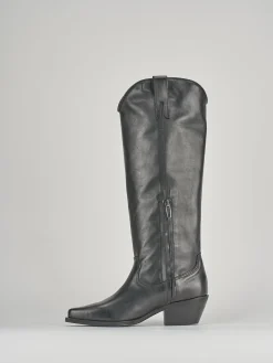 Stivale texano tacco 4 cm nero pelle