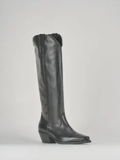 Stivale texano tacco 4 cm nero pelle