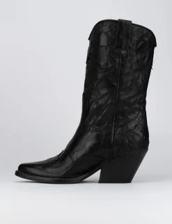 Stivale texano tacco 5 cm nero pelle