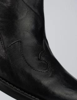 Stivale texano tacco 5 cm nero pelle