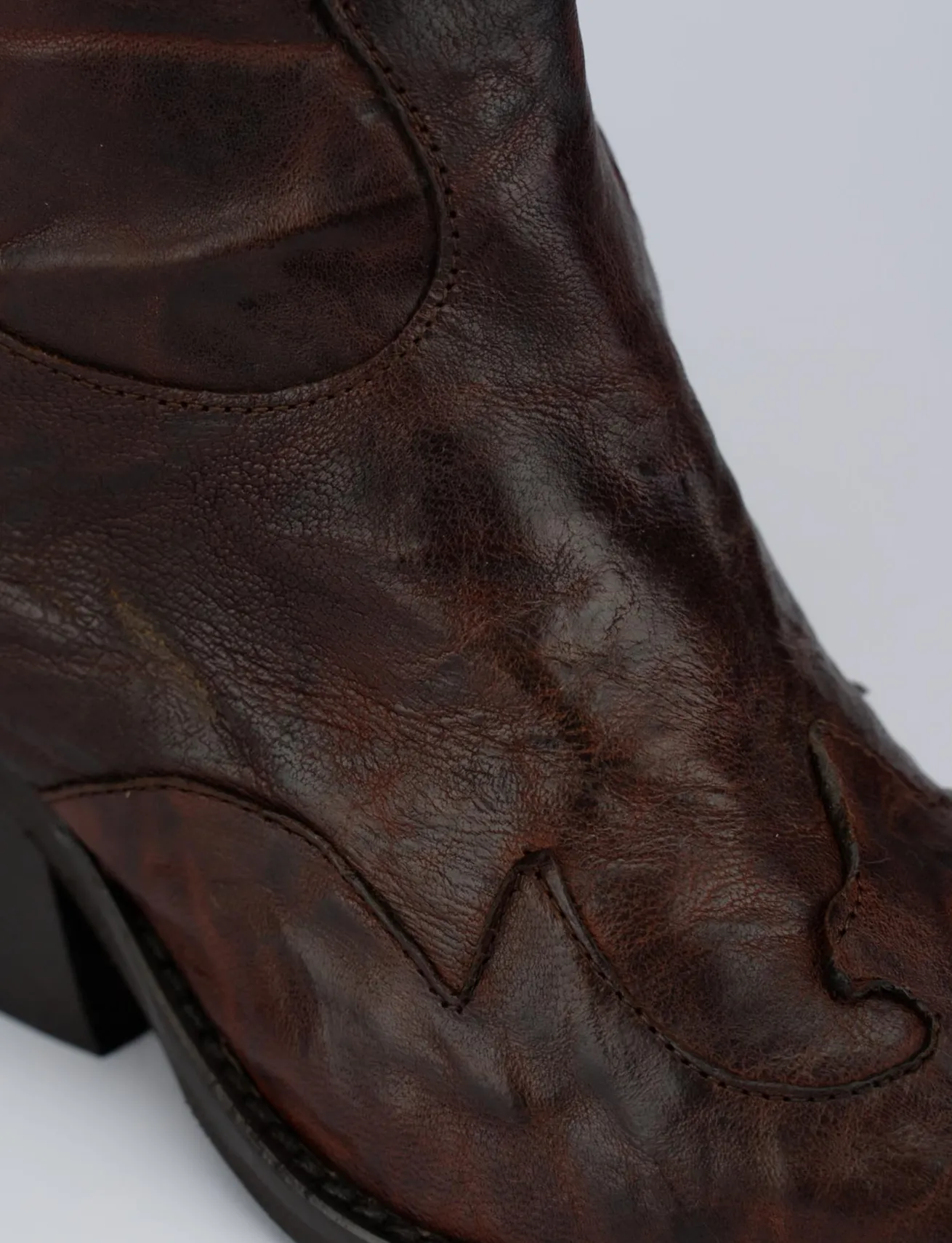 Stivale texano tacco 5 cm marrone pelle