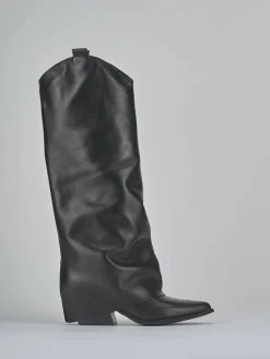 Stivale texano tacco 6 cm nero pelle