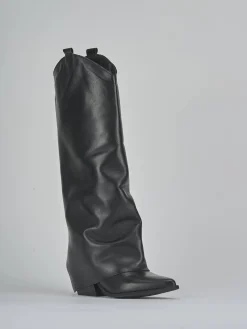 Stivale texano tacco 6 cm nero pelle