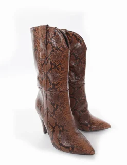 stivale texano tacco 10 cm cuoio