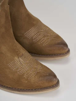 Stivale texano tacco 6 cm beige camoscio