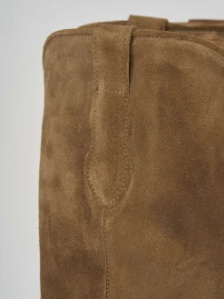 Stivale texano tacco 6 cm beige camoscio