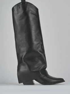 Stivale texano tacco 7 cm nero pelle