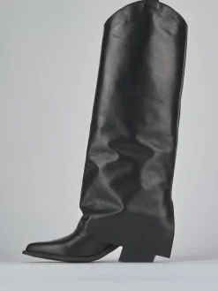 Stivale texano tacco 7 cm nero pelle