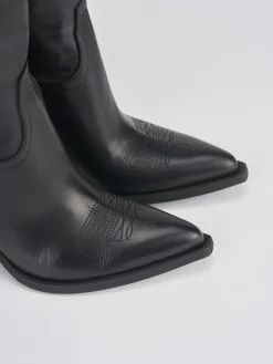 Stivale texano tacco 7 cm nero pelle