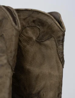 Stivale texano tacco 5 cm beige pelle