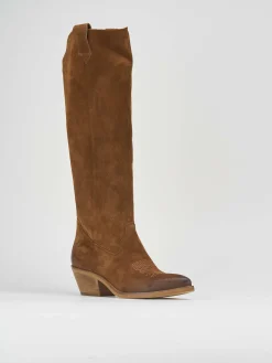 Stivale texano tacco 4 cm marrone camoscio