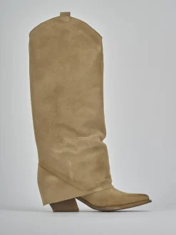 Stivale texano tacco 7 cm marrone camoscio