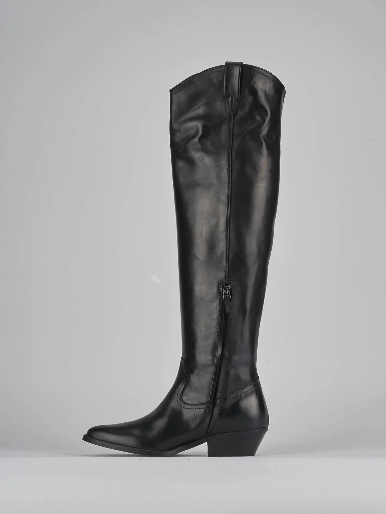 Stivale texano tacco 3 nero pelle