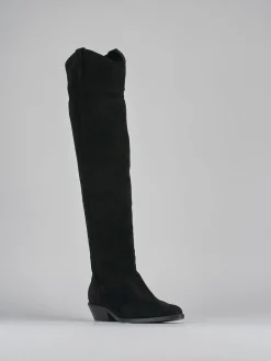 Stivale texano tacco 3 nero camoscio