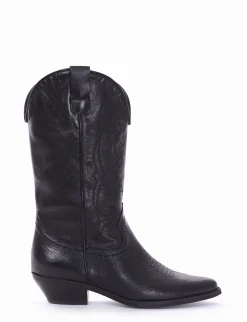 Stivale texano tacco 4cm nero