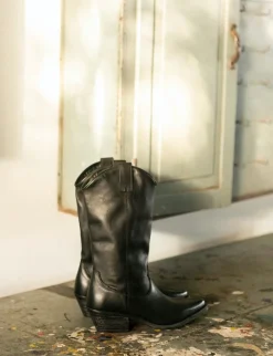 Stivale texano tacco 4cm nero