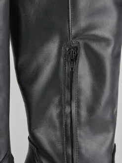 Stivale texano tacco 8cm nero pelle