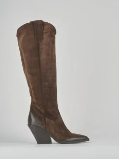 Stivale texano tacco 8cm testa camoscio
