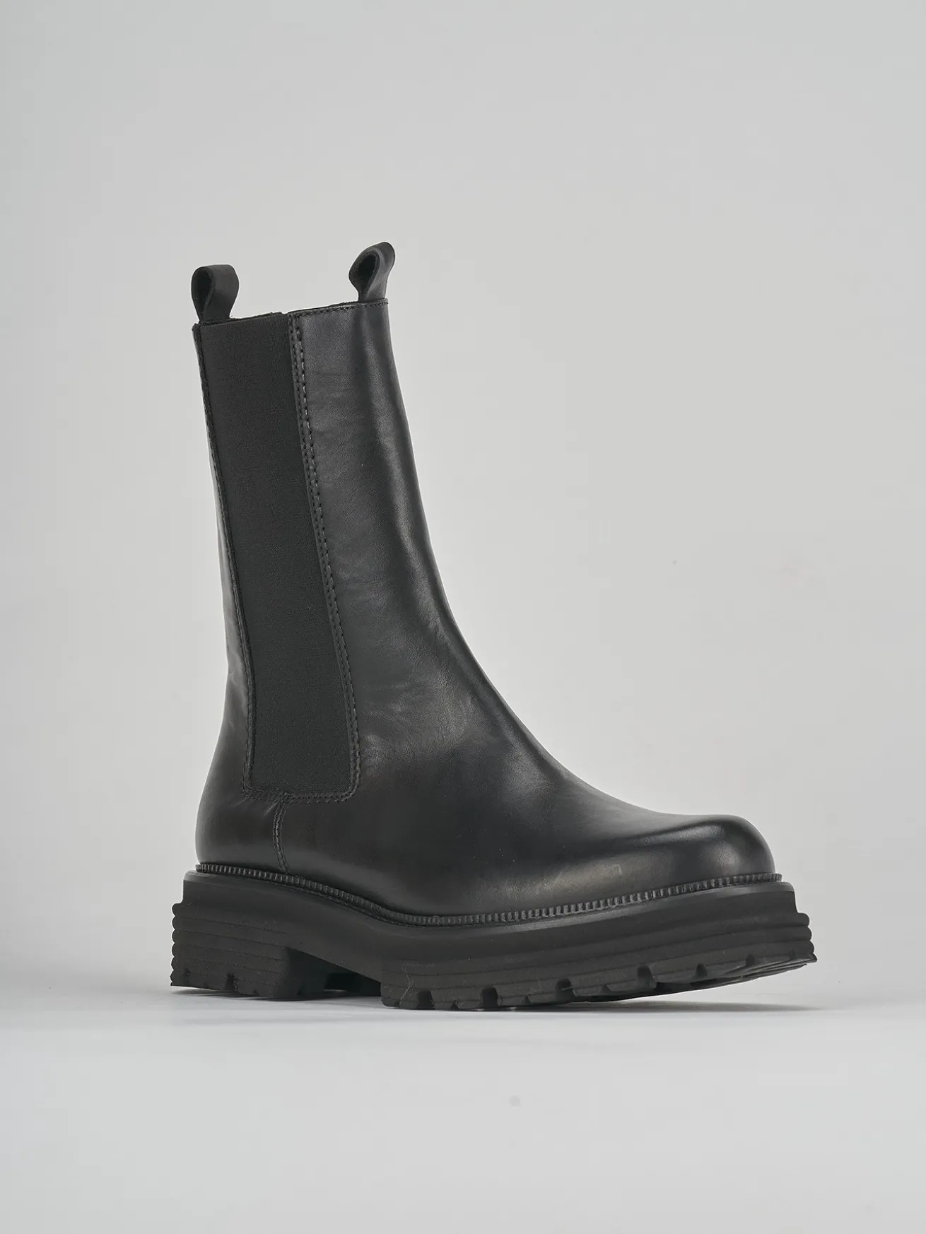 Stivale tronchetto chelsea tacco 2 cm nero pelle