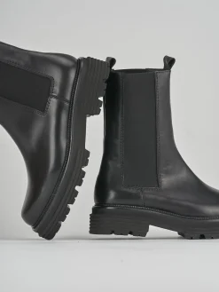 Stivale tronchetto chelsea tacco 2 cm nero pelle