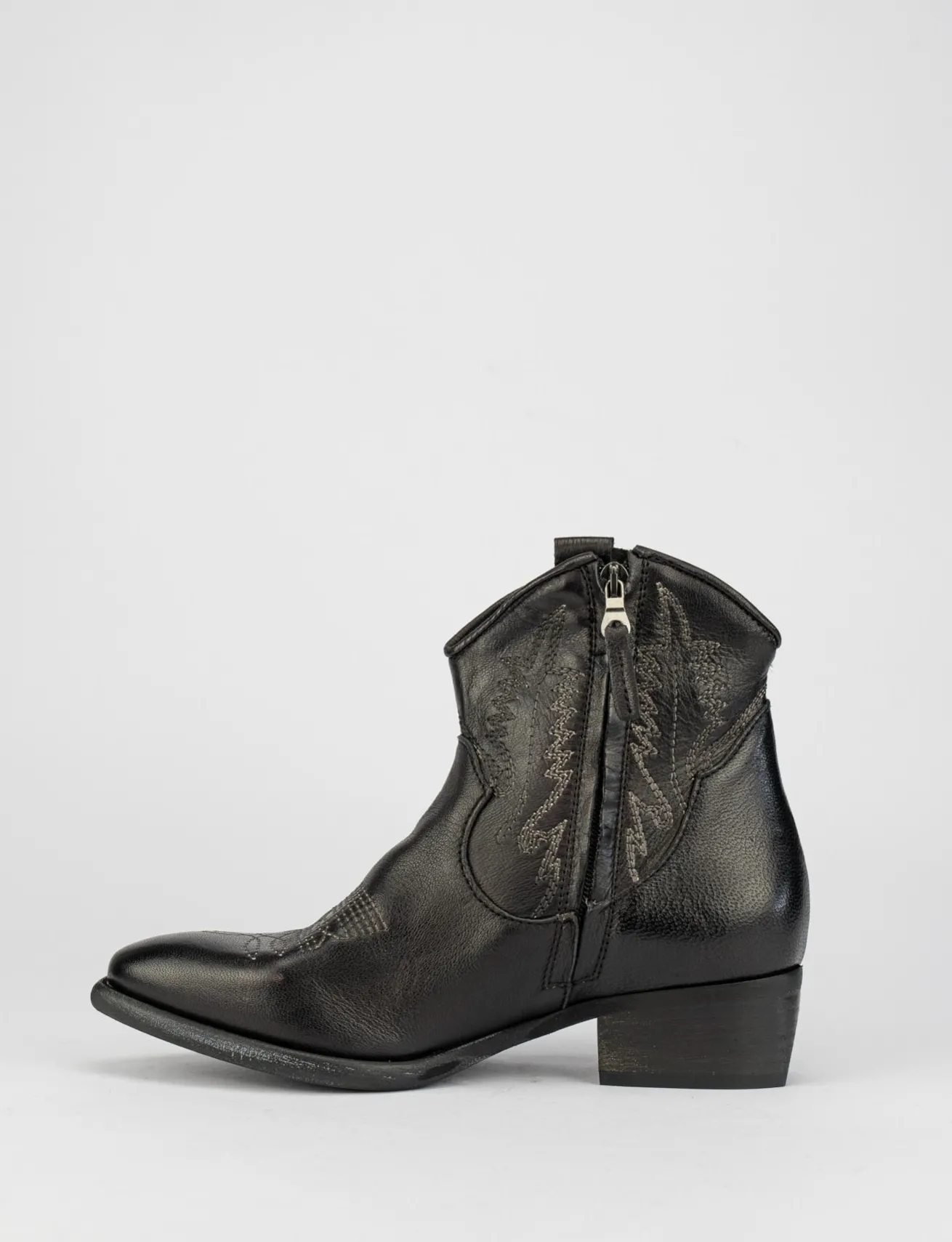 Stivale tronchetto tacco 3cm nero pelle