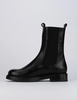 Stivale tronchetto tacco 1 cm nero pelle