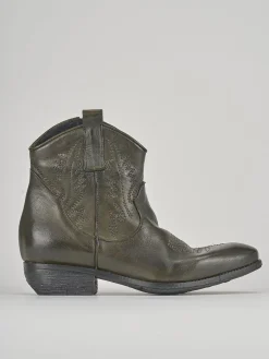 Stivale tronchetto tacco 3 cm verde pelle