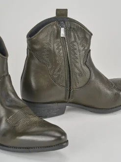 Stivale tronchetto tacco 3 cm verde pelle