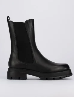 Stivale tronchetto tacco 2 cm nero pelle