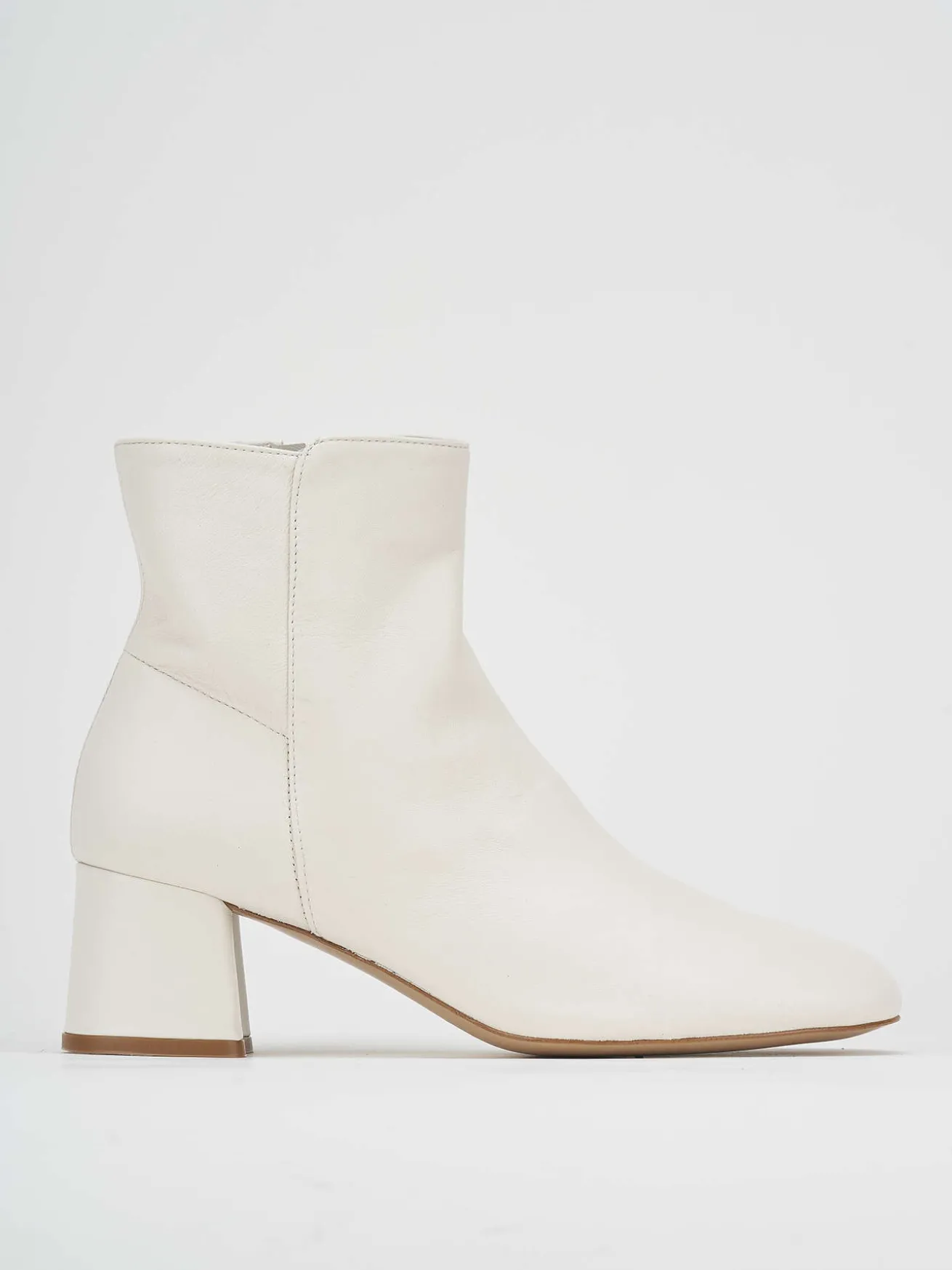 Stivale tronchetto tacco 5 cm bianco pelle
