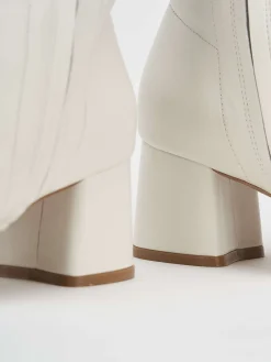 Stivale tronchetto tacco 5 cm bianco pelle