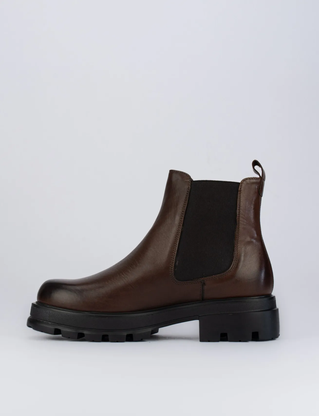 Stivale tronchetto tacco 2 cm marrone pelle