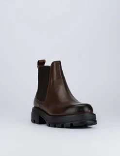 Stivale tronchetto tacco 2 cm marrone pelle