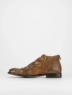 Stivale tronchetto tacco 1 cm testa pelle