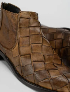 Stivale tronchetto tacco 1 cm testa pelle