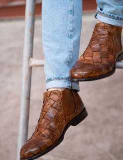 Stivale tronchetto tacco 1 cm testa pelle