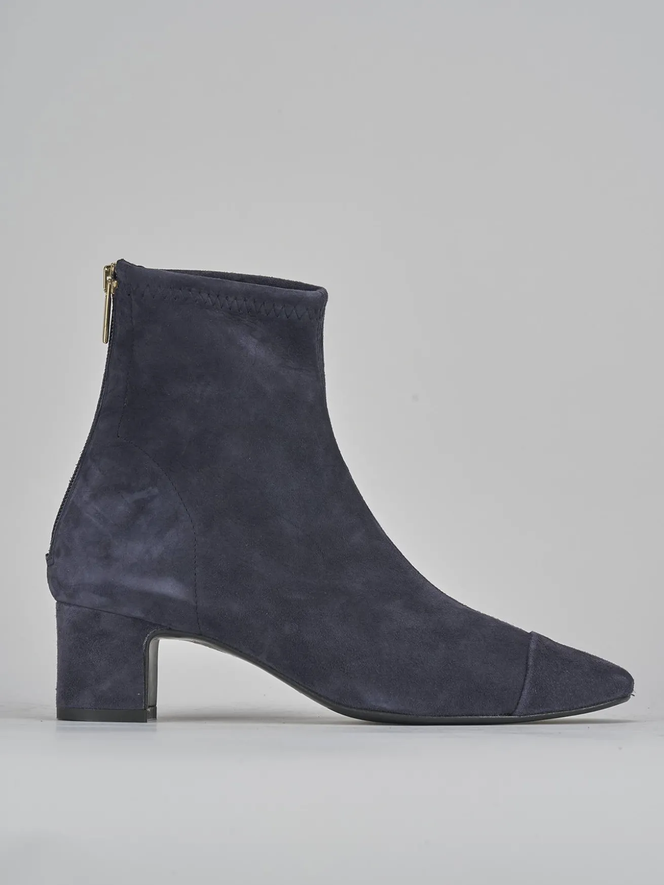 Stivaletti tacco 5cm camoscio blu