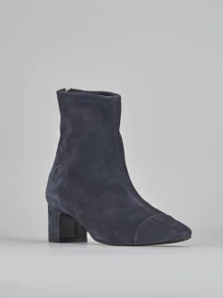 Stivaletti tacco 5cm camoscio blu