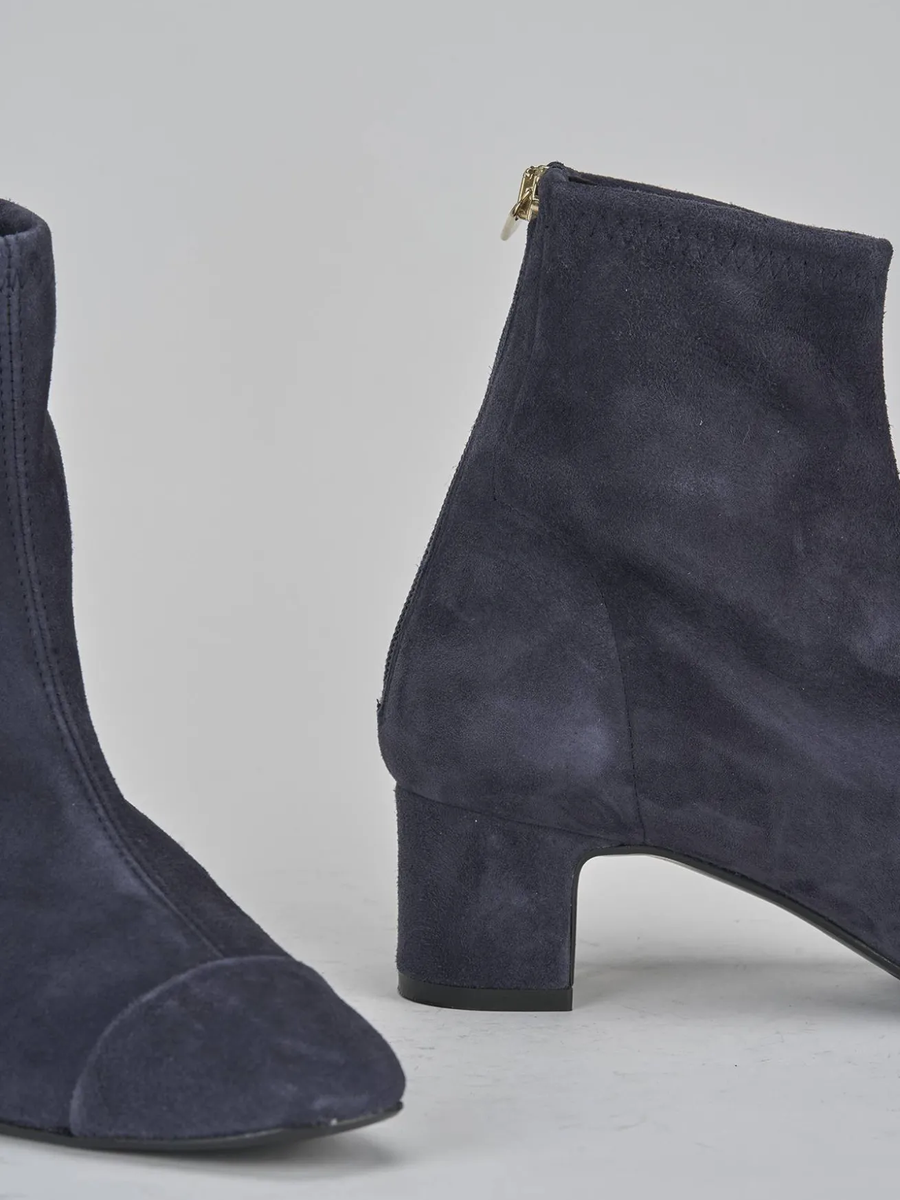 Stivaletti tacco 5cm camoscio blu