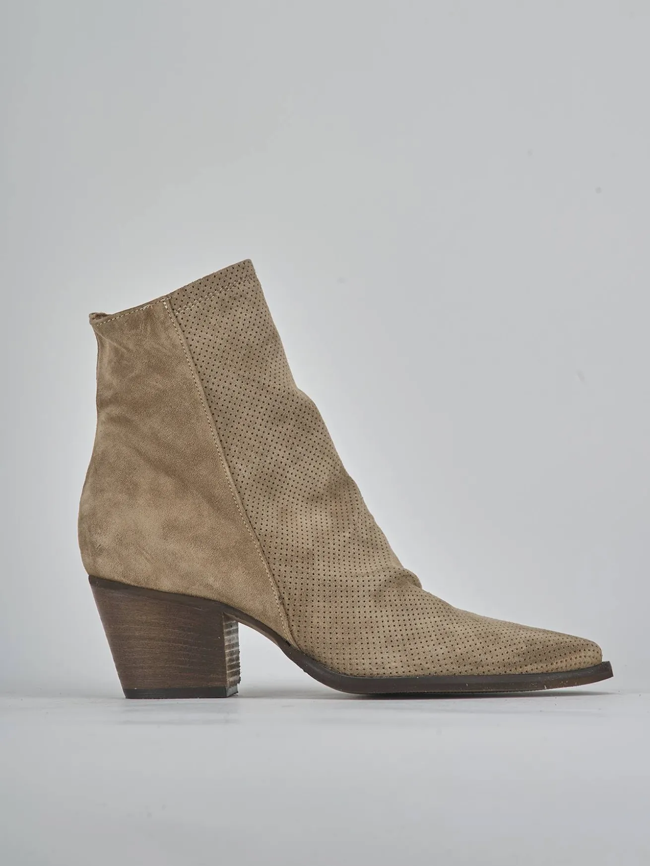 Stivaletti tacco 5cm camoscio marrone