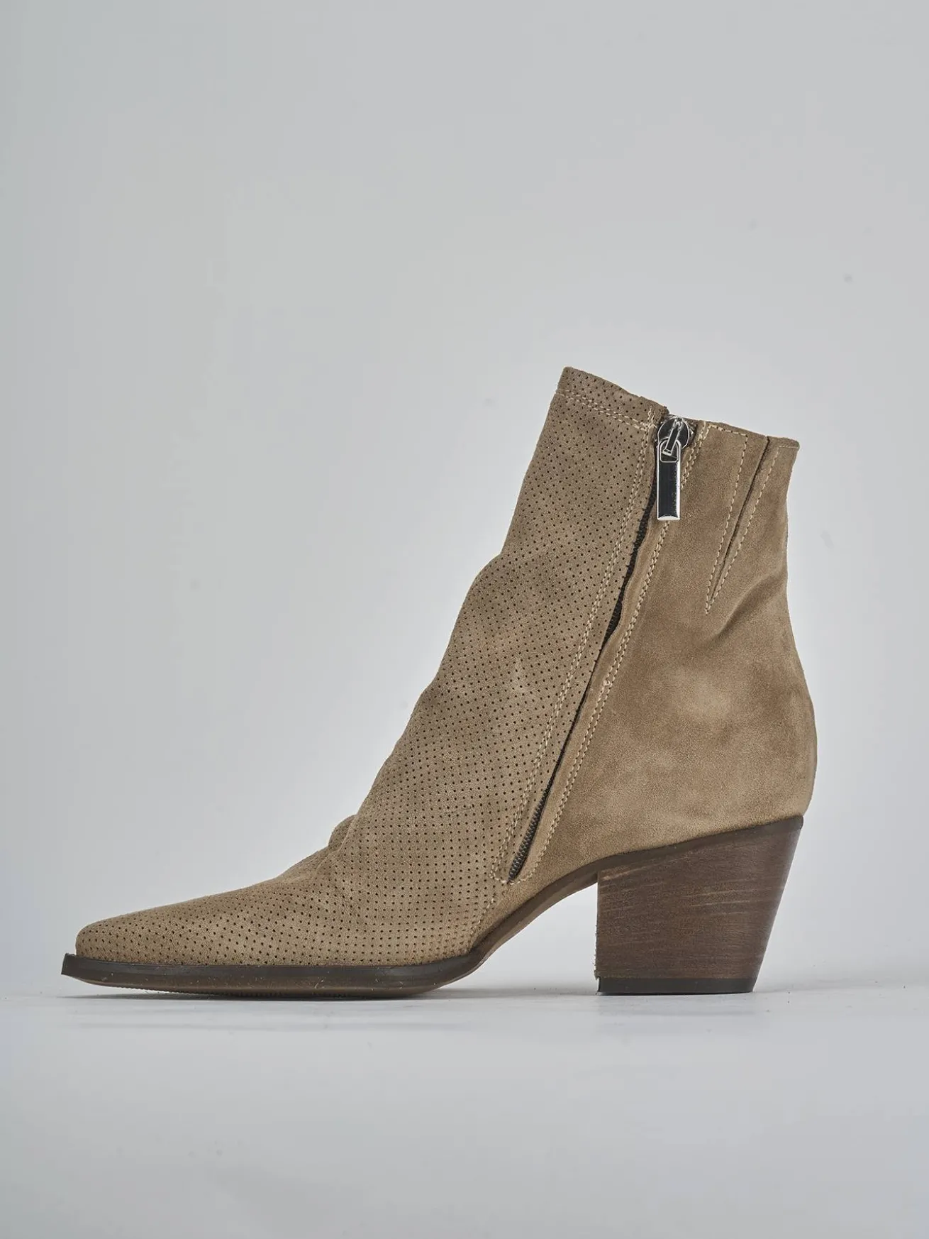 Stivaletti tacco 5cm camoscio marrone